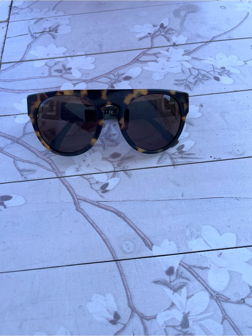 Versace Tortoiseshell Frame Sunglasses with Dark Brown Lenses